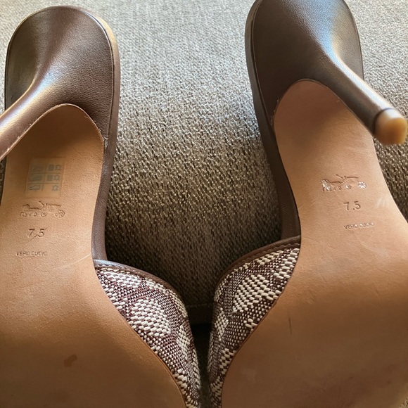 Coach Tan and Brown Patterned Heels - Picture 3 of 3